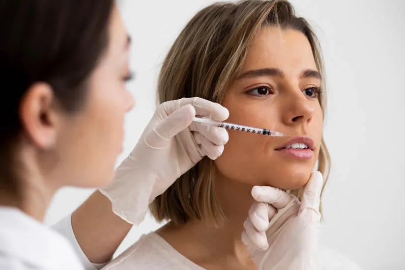 age-spots beautiful-woman-getting-lip-filler-close-up